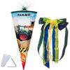 School Cone – Tractor & Combine Harvester, 22–100 cm, with Name and Large Bow view 1