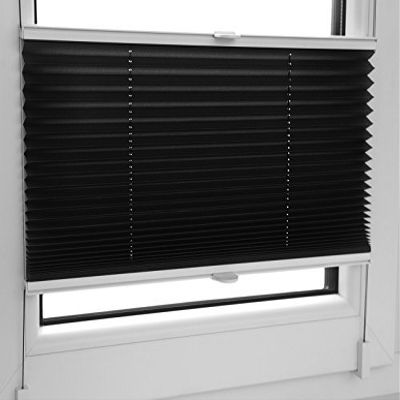 KS Handel 24 Pleated Blind 100 x 150 cm, Black, with Clamp Brackets