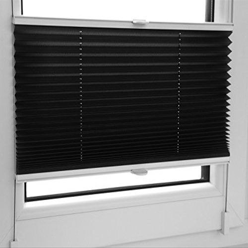 KS Handel 24 Pleated Blind 100 x 150 cm, Black, with Clamp Brackets