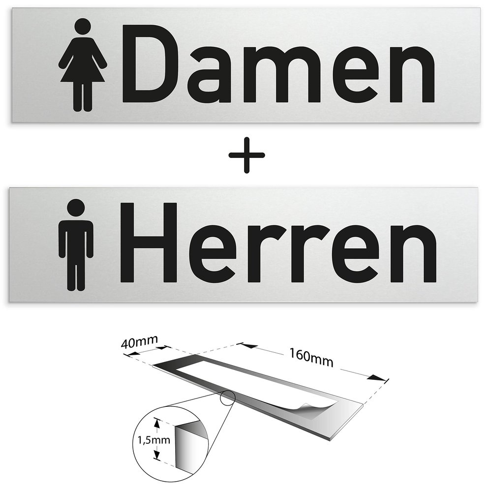 Türschilder24 Restroom Sign Set “Women + Men” – Solid Aluminum