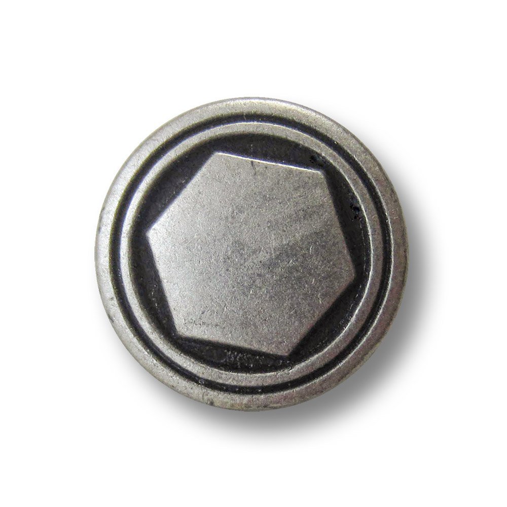 Set of 8 Small Flat Vintage Metal Buttons, Approx. 12 mm