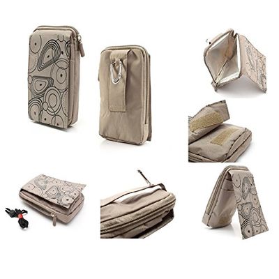 DFV mobile Multi-Functional Vertical Stripes Pouch Case for G'FIVE G10, Beige