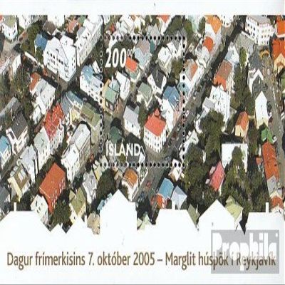 Prophila Collection Iceland Block 38 (Complete Issue), Mint Never Hinged (MNH), 2005 Philately – Rooftops of Reykjavík