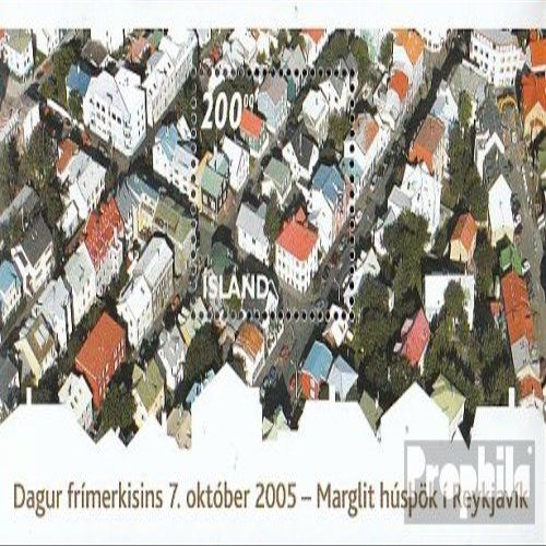 Prophila Collection Iceland Block 38 (Complete Issue), Mint Never Hinged (MNH), 2005 Philately – Rooftops of Reykjavík