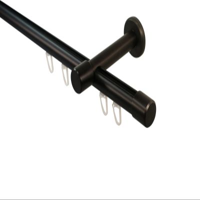 iso-design Black 20 mm Internal-Track Curtain Rod, Wall-Mounted, 8 cm Wall Clearance, 400 cm (2 x 200 cm)