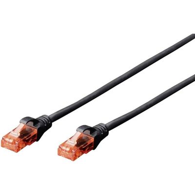 DIGITUS Cat 6 LAN Cable, 1 m, U/UTP Unshielded, CCA, Black