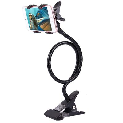 DFVmobile Flexible Metal Long-Arm Holder with Phone Clamp and Desk Clip for Yezz Moda YZ600, Black