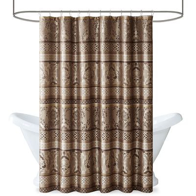 Madison Park Bellagio Shower Curtain, Transitional Bathroom Curtain, 183 x 183 cm, Taupe