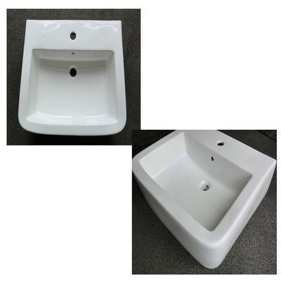 60 cm Wall-Mounted or Vessel Bathroom Sink, White Ceramic