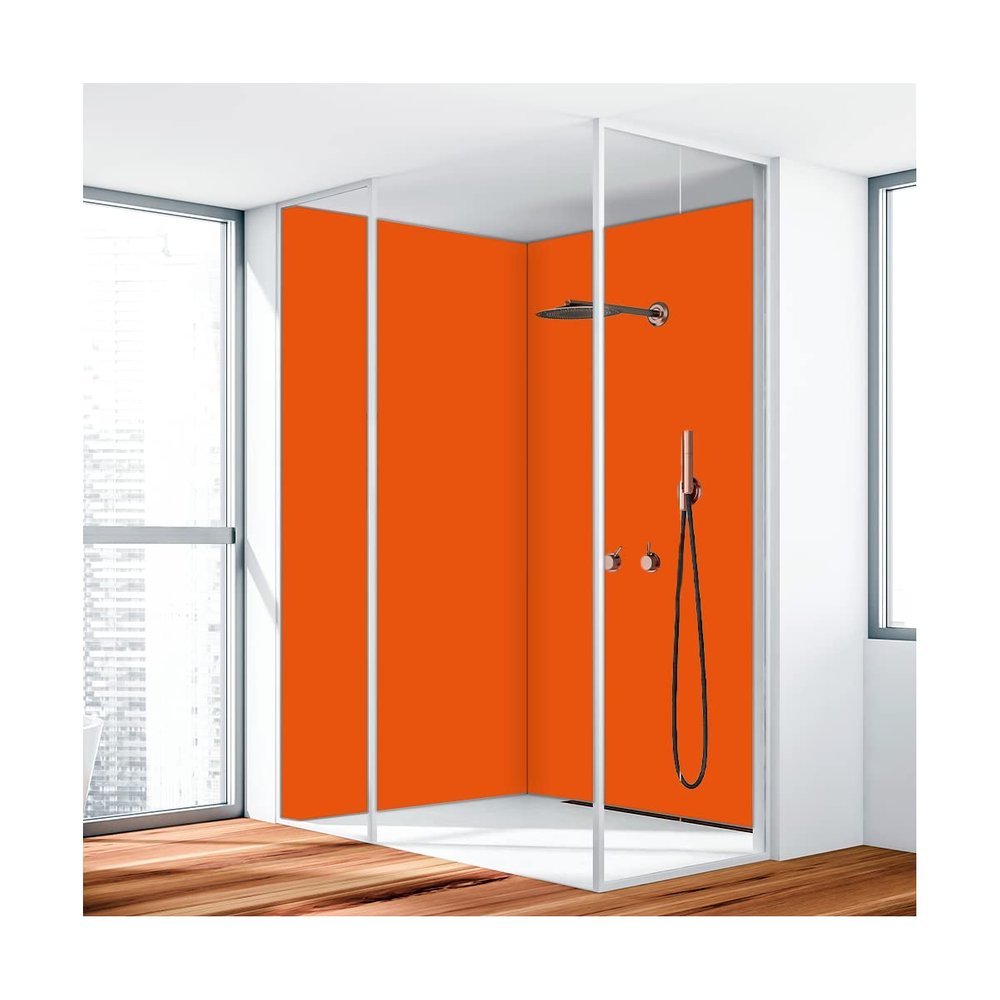 KERABAD Shower Wall Panel, 3 mm Aluminum Composite, 120 x 220 cm, Orange RAL 2009