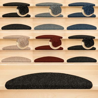 Metzker Ramon MW Half-Round Stair Mats, Anthracite, 14-Pack