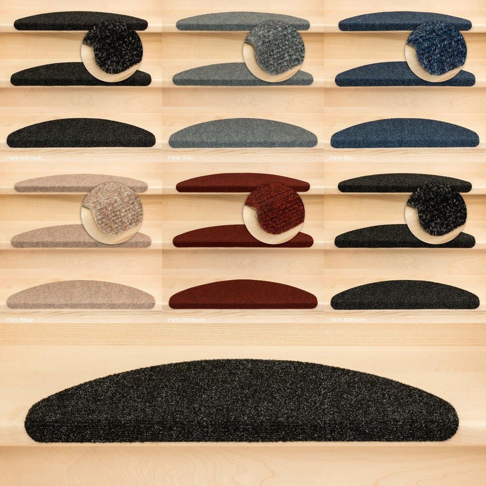 Metzker Ramon MW Half-Round Stair Mats, Anthracite, 14-Pack