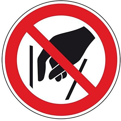LEMAX No Reaching In Prohibition Sign, ASR/ISO, Self-Adhesive Film, 50 mm, 10 per Sheet