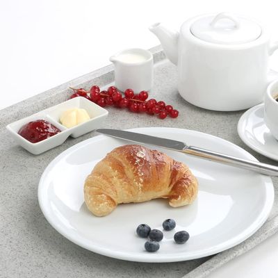 Holst Porcelain CT 021 Katja Flat Porcelain Plate, Coup Form, White, 20 cm, 6-Piece Set