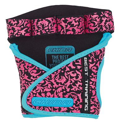 Chiba Women's Motivation Glove, Black/Pink/Turquoise, L, 40936