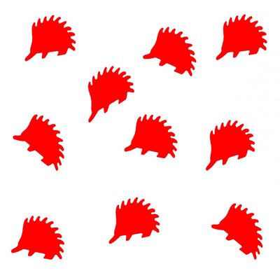Miniblings 10-Pack Red Flock Hedgehog Iron-On Patches, 23 mm