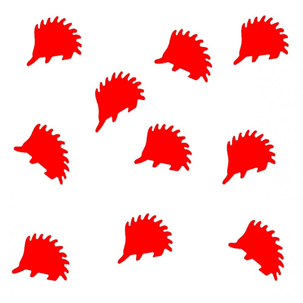 Miniblings 10-Pack Red Flock Hedgehog Iron-On Patches, 23 mm