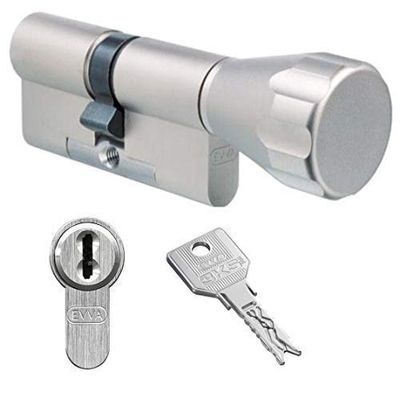 EVVA 3KS plus High-Security Thumbturn Cylinder with 5 Keys, 41/K66 mm (c=107 mm), K=Thumbturn Side