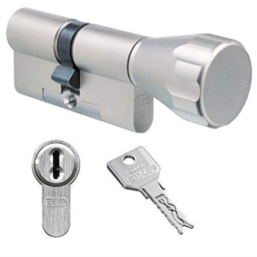 EVVA 3KS plus High-Security Thumbturn Cylinder with 5 Keys, 41/K66 mm (c=107 mm), K=Thumbturn Side