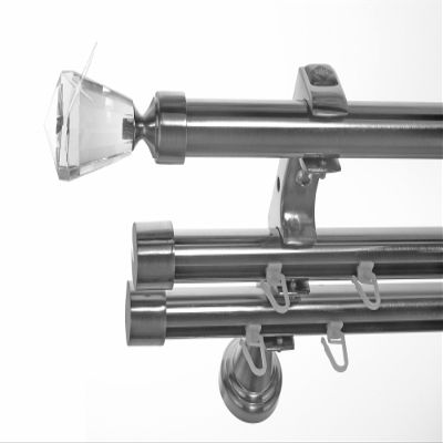 BASIT 3-Track Curtain Rod, Stainless Steel Look, 160 cm