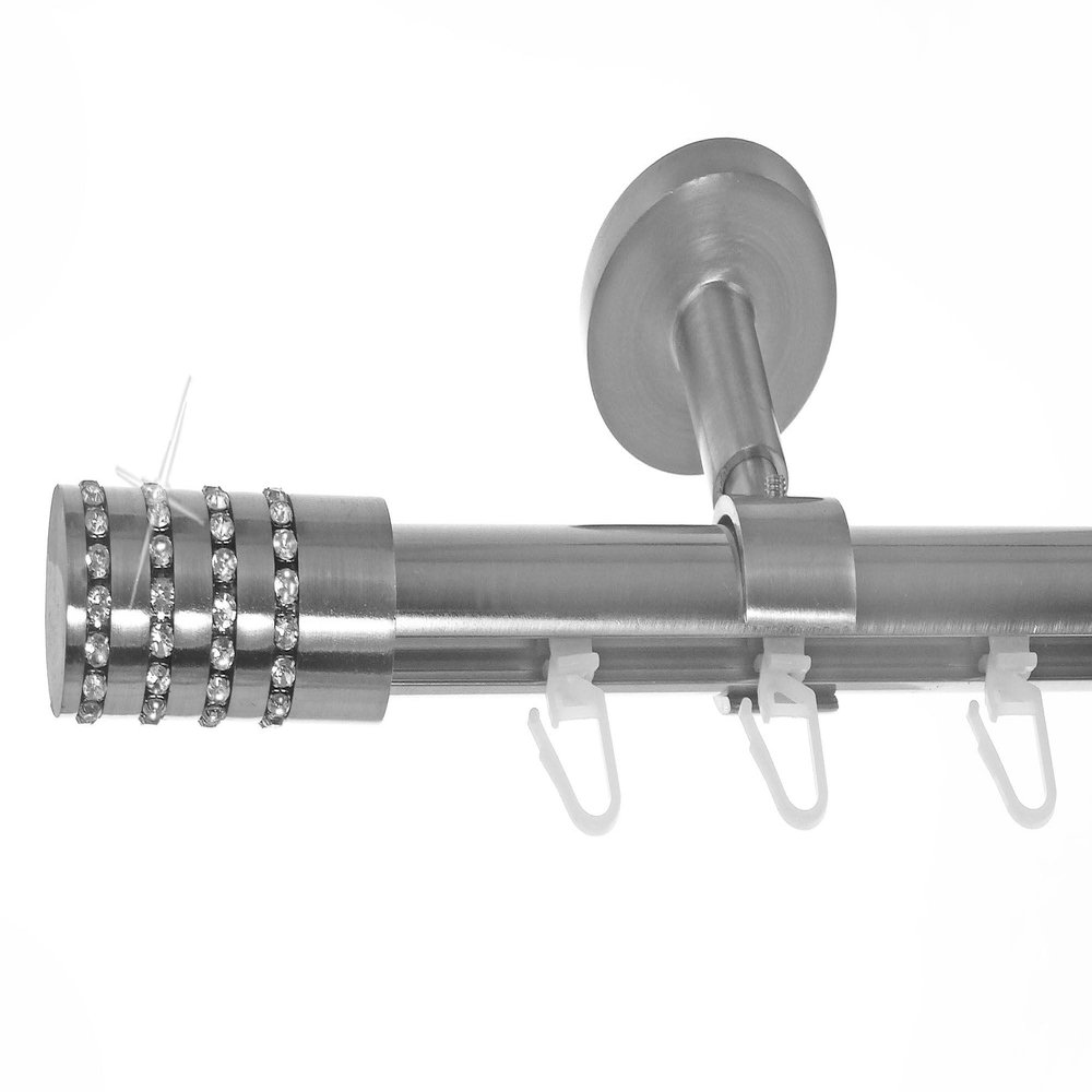 BASIT 20 mm Single-Track Curtain Rod, Ceiling-Mounted, Stainless Steel Look, 400 cm