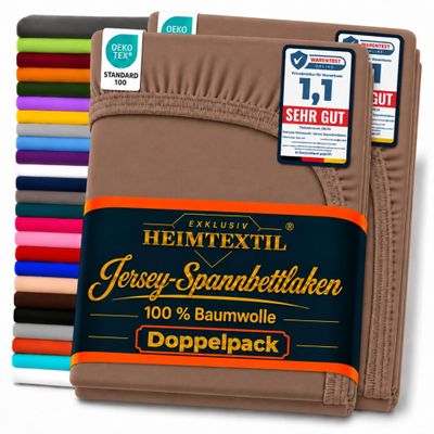 Jersey Fitted Sheets, 2-Pack, 60 x 120–70 x 140 cm, Chocolate Brown