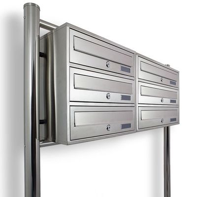 Bituxx Stainless Steel Freestanding Mailbox System, 6 Compartments