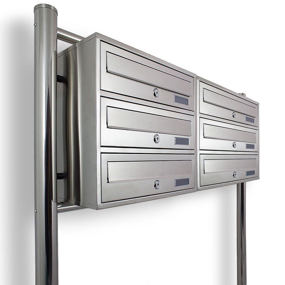 Bituxx Stainless Steel Freestanding Mailbox System, 6 Compartments