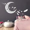 Wandtattoo Loft “Moon with Mandala Pattern, Stars and Feathers” Bedroom Wall Sticker / 54 Colors / 3 Green/Sulfur Yellow / 41 cm High x 80 cm Wide view 1