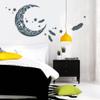 Wandtattoo Loft “Moon with Mandala Pattern, Stars and Feathers” Bedroom Wall Sticker / 54 Colors / 3 Green/Sulfur Yellow / 41 cm High x 80 cm Wide view 3