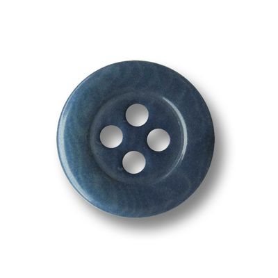 15 Small Blue Four-Hole Corozo Buttons, Approx. 14 mm