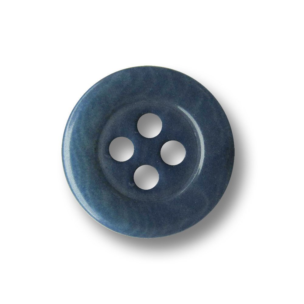 15 Small Blue Four-Hole Corozo Buttons, Approx. 14 mm
