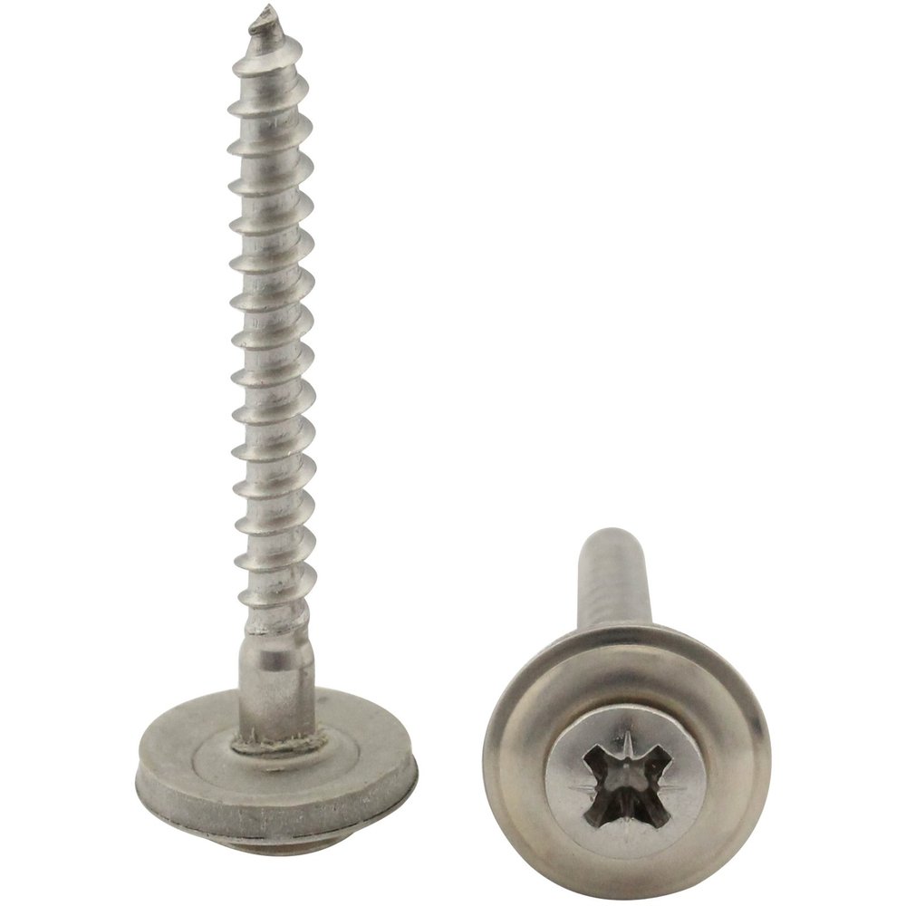 Roofing Screws with Sealing Washer 15 mm, 4.5 x 45 mm, 25-Pack, DIN 7995, PZ Drive, A2 Stainless Steel