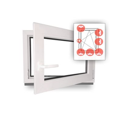 White Window - WK2/RC2 Security Hardware - 70 x 90 cm - DIN Right-Hand - 4 Mushroom Cams - Lockable Handle - Custom Sizes