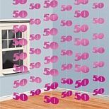 Pink Shimmer 50th String Decorations, 6 x 2 m