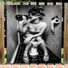 Wallario Outdoor Poster for Garden or Balcony “Kloparty” - Sexy Woman on Toilet with Wine Bottle, Design Banner, Approx. 60 x 90 cm view 2