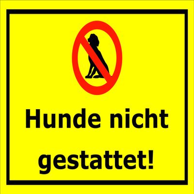 Melis-Folienwerkstatt “No Dogs Allowed” Sign, 15 x 20 cm, 30 x 20 cm and 45 x 30 cm, Rigid Foam/Aluminum Composite – S00175C