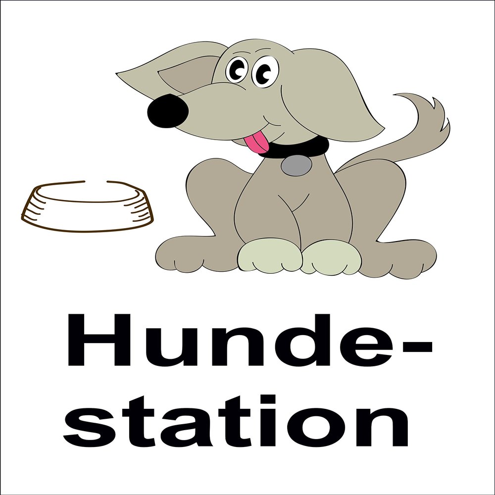 Melis-Folienwerkstatt Dog Station Sign, 15 x 20 cm, 30 x 20 cm or 45 x 30 cm