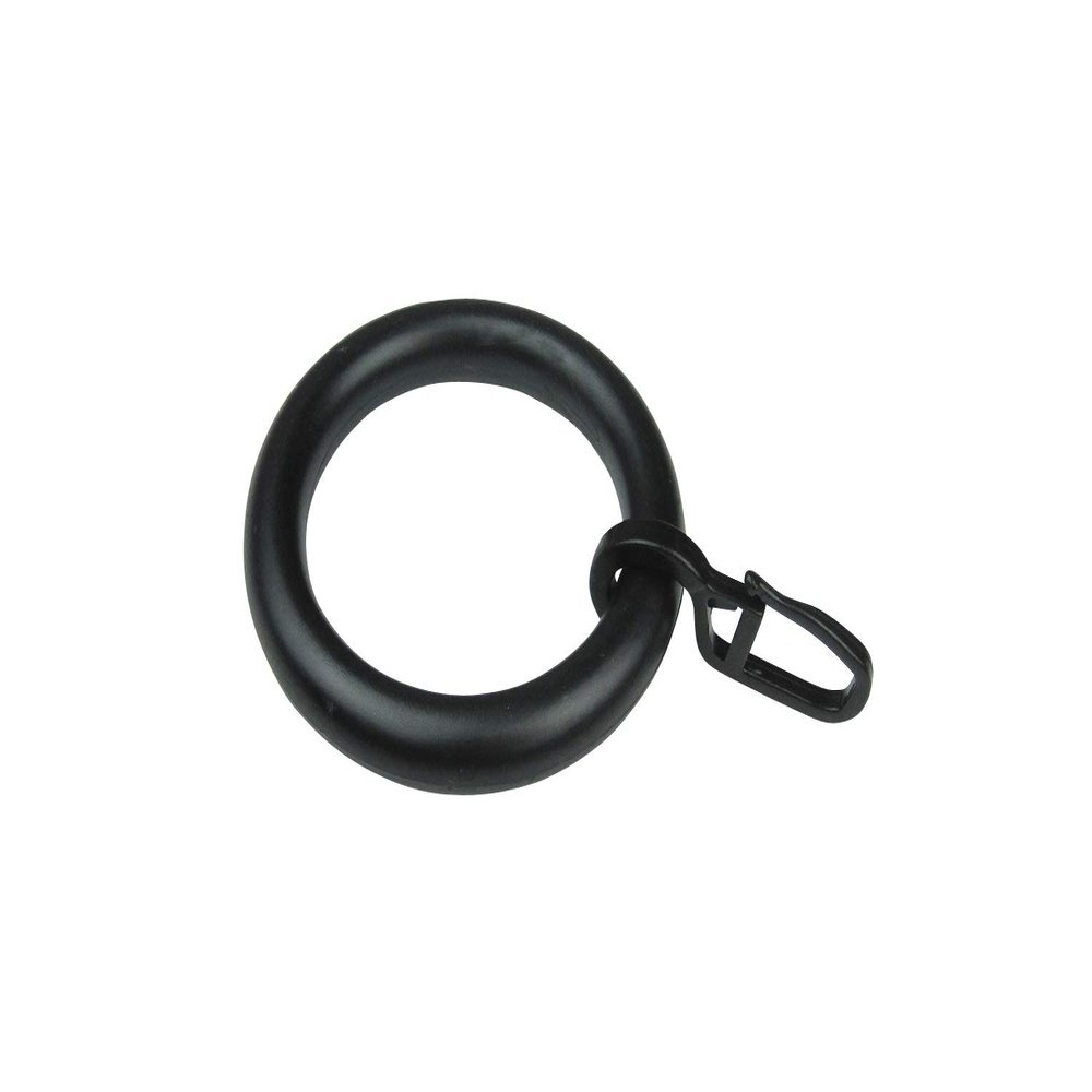 Curtain Rings with Pleat Hooks, 10-Pack, Plastic, 39 x 55 mm, Black