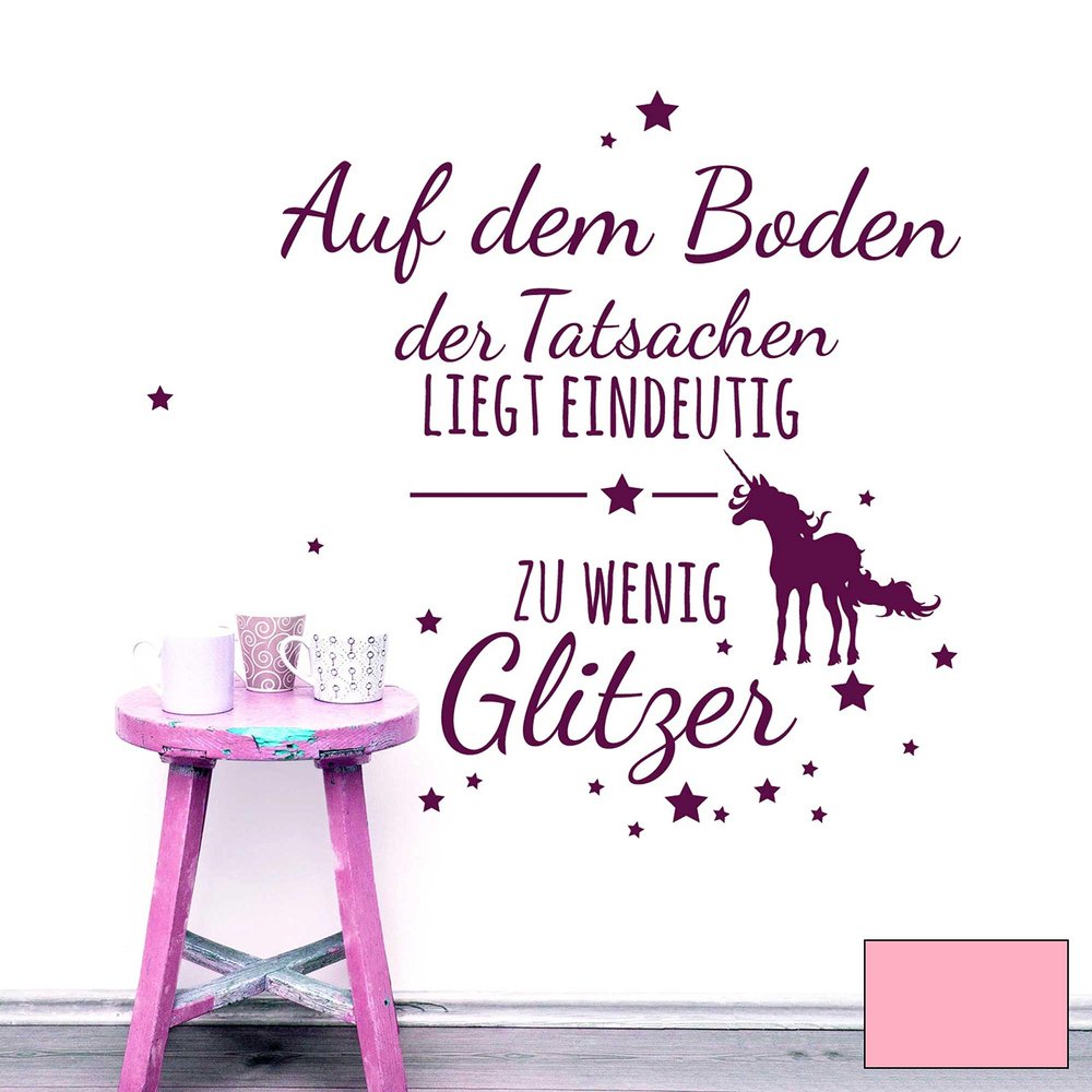 ilka parey wandtattoo-welt Wall Decal “On the Floor…” with Unicorn and Stars M1977, Pink, XL (91 × 100 cm)