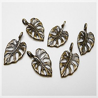 6 Vintage Bronze Leaf Charms by Vintageparts