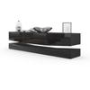 Vladon City Lowboard, Made in Germany, TV Cabinet with Plinth Element, 1 Open Compartment and 3 Drawers, Matte Black/High-Gloss Black (178 x Variable x 39 cm) view 1