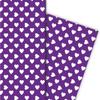 Kartenkaufrausch Romantic Large Hearts Gift Wrapping Paper Set, 4 Sheets, White on Purple, 32 x 48 cm view 1