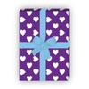 Kartenkaufrausch Romantic Large Hearts Gift Wrapping Paper Set, 4 Sheets, White on Purple, 32 x 48 cm view 4