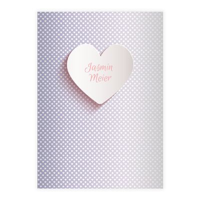 Kartenkaufrausch 16 Personalized Romantic A5 Exercise Books with Hearts, Purple 5 mm Grid
