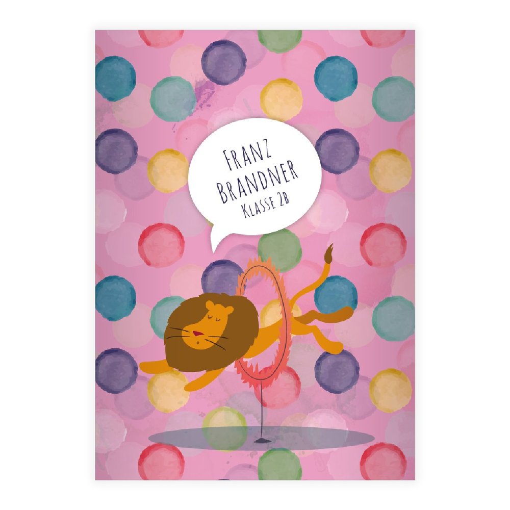 Kartenkaufrausch 8 Personalized Funny Circus Lions A4 School Notebooks, 5 mm Grid, Pink Ruling 28