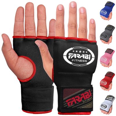 Farabi Sports Inner Hand Wraps for Adults, Boxing Hand Wrap Gloves for Men & Women, MMA Muay Thai Training, Black, S/M