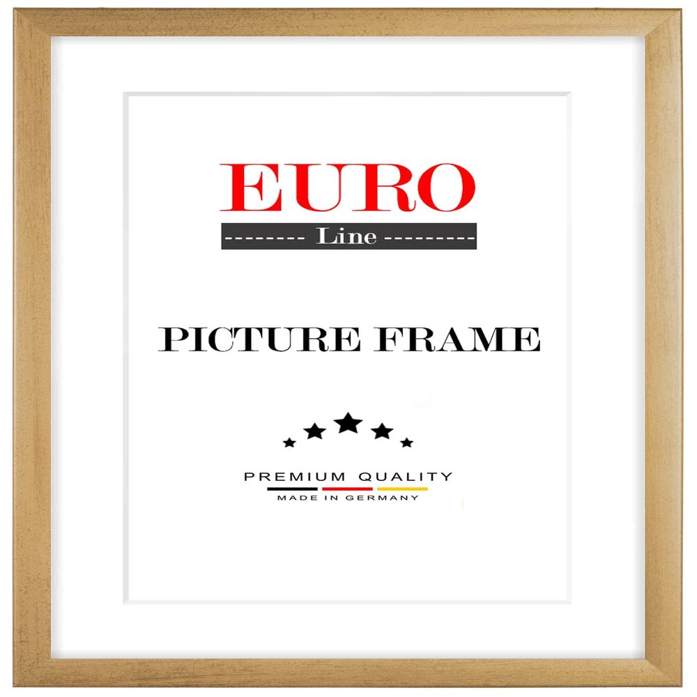 EUROLine35 Custom-Size Wooden Picture Frame 38 x 122 cm, Brushed Gold, with Anti-Glare Acrylic Glass