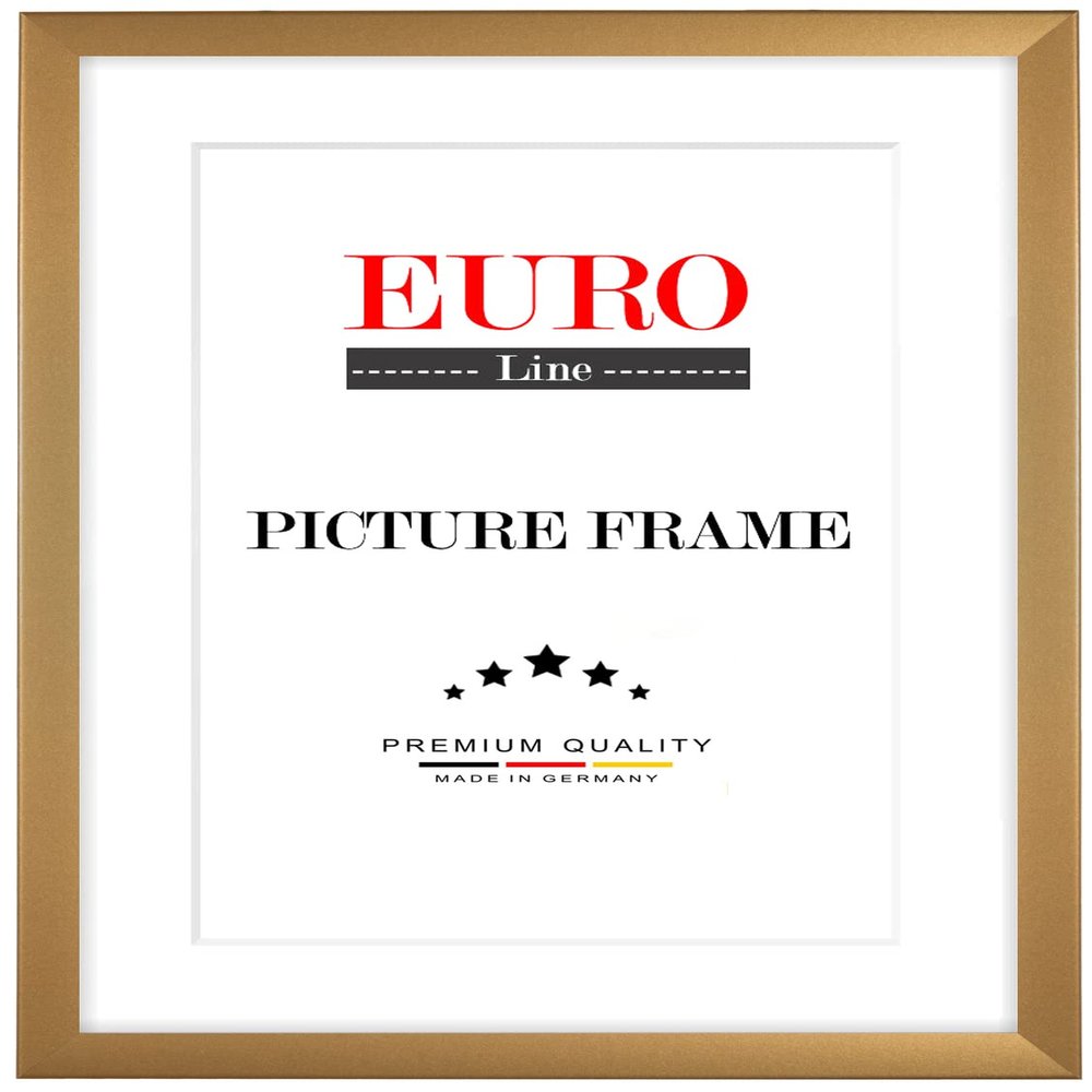 EUROLine35 Custom-Size Wooden Picture Frame 74 x 31 cm – Gold, Simple, with Anti-Glare Acrylic Glass