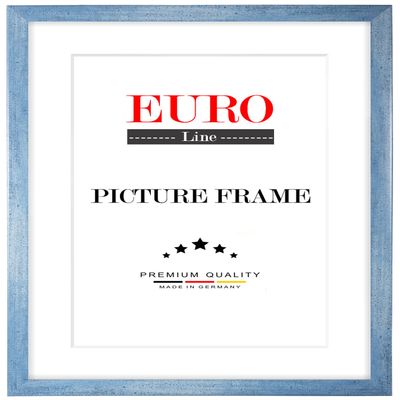 EUROLine35 Custom-Size Wooden Picture Frame 76 x 81 cm – Wiped Light Blue, Anti-Reflective Acrylic Glass